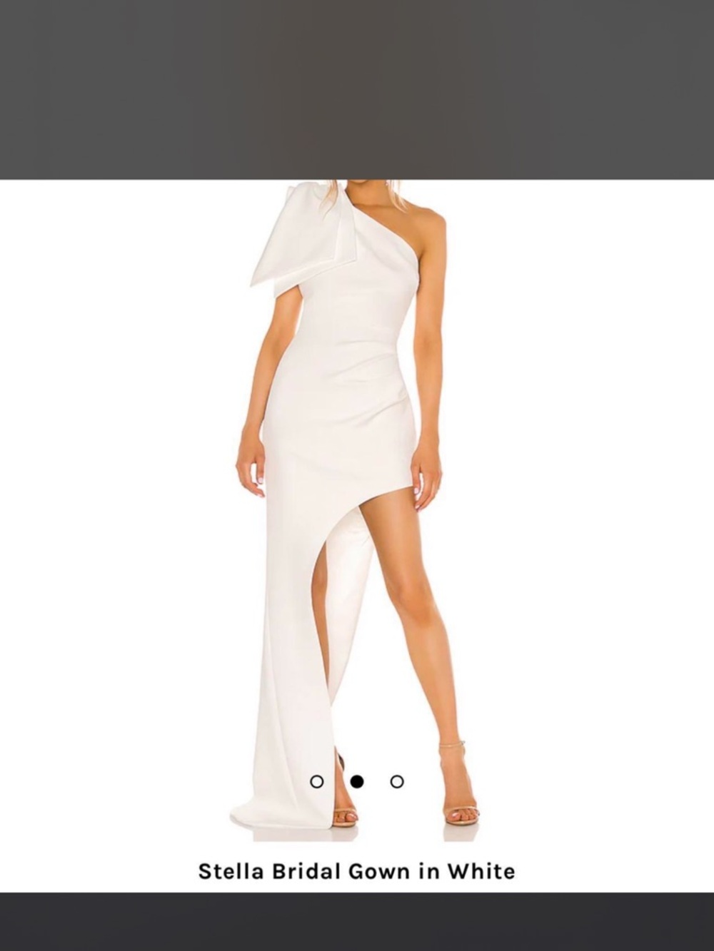 Bronx and Banco Stella Bridal Gown White One-Shoulder Asymmetric with Bow Detail - Picture 2 of 5